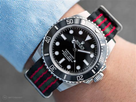 rolex submariner leather strap replica|rolex submariner on nato strap.